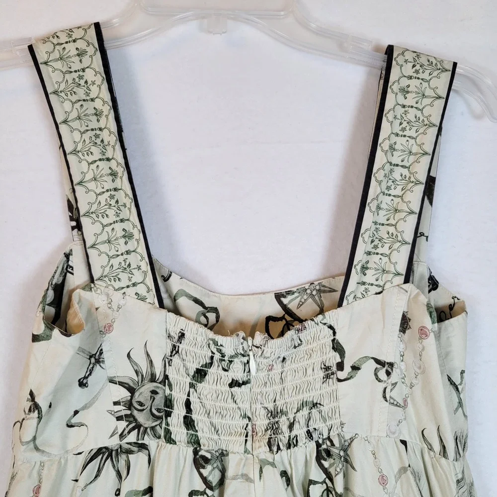 MARCHESA ROSA Womens Marilla Cotton Dress Size 4 Floral Maxi Sundress Beige - Picture 11 of 13